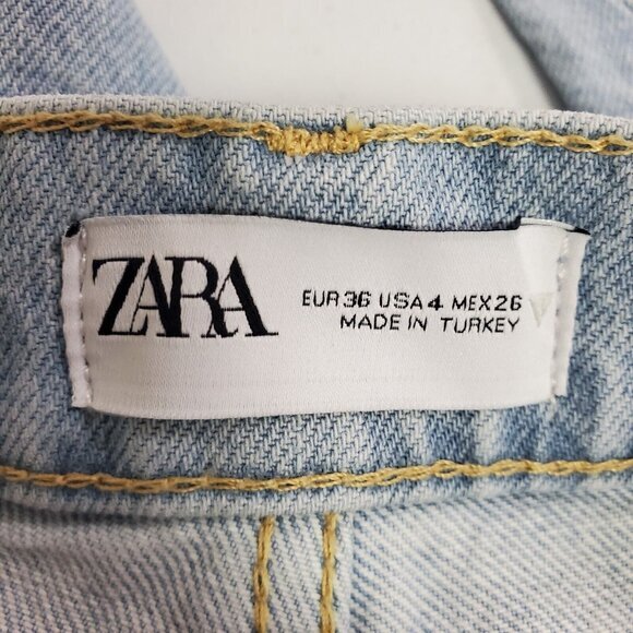 Zara Womens Grunge Skater High Rise Wide Leg Jeans Size 4 Indie Distressed NWT - Picture 3 of 15